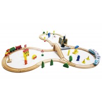 Set trenulete din lemn 69 piese cu Sunete si Lumini cu Locomotiva Electrica cu Baterie si Semafor cu LED-uri Set trenulete din lemn 69 piese cu Sunete si Lumini cu Locomotiva Electrica cu Baterie si Semafor cu LED-uri